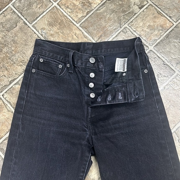 Women’s Levi’s Button Fly Jeans Straight Leg Dark Black 25” Waist - Picture 4 of 14